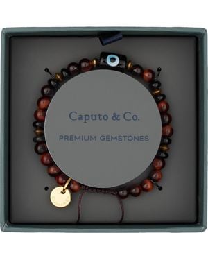 Caputo & Co. Murano Evil Eye Tiger Eye Bead Bracelet - Gray