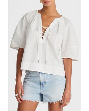 Madewell Cotton Poplin Lace-Up Top - White