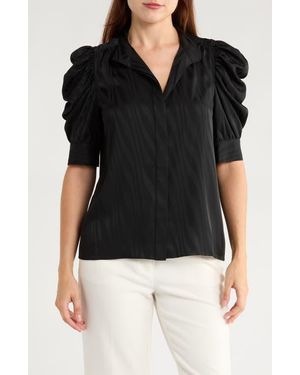 FRAME Gillian Puff Sleeve Top - Black