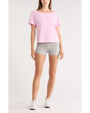 Abound Slashed Neck Relaxed Short Sleeve T-Shirt - Pink