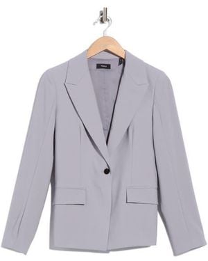 Theory Angled Wool Blend Blazer - Purple