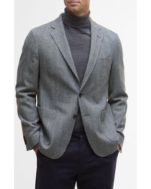 Barbour Sutherland Wool Blend Herringbone Flannel Sport Coat - Gray