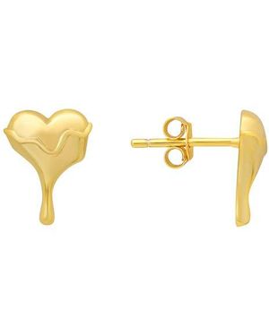 Queen Jewels Melting Heart Stud Earrings - Metallic