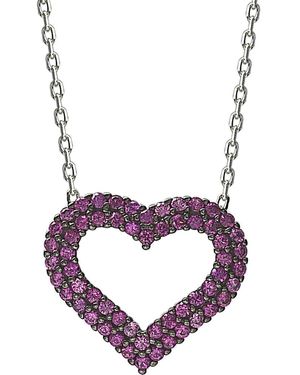 Suzy Levian Sterling Cubic Zirconia Heart Pendant Necklace - Purple