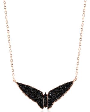 Suzy Levian Cubic Zirconia Bat Pendant Necklace - Brown