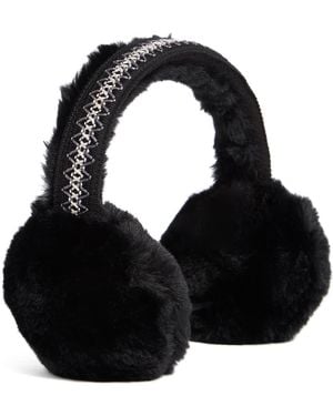 BCBGMAXAZRIA Geo Faux Fur Earmuff - Black