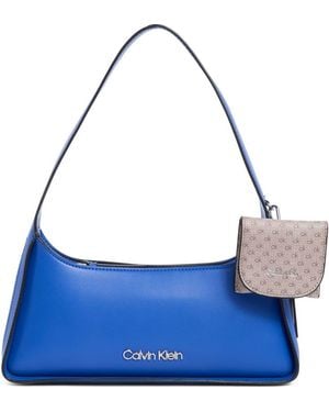 Calvin Klein Kyren Faux Leather Shoulder Bag - Blue