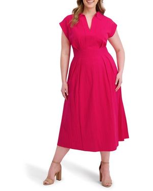 Kensie Pleated Cotton Maxi Dress - Pink