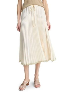 Vince Tiered Pleated Midi Skirt - Natural