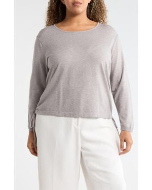 Max Studio Cinching Side Tie Pullover Sweater - Gray