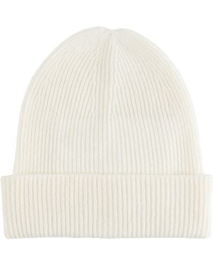 Amicale Ribbed Cashmere Double Cuff Beanie - Natural