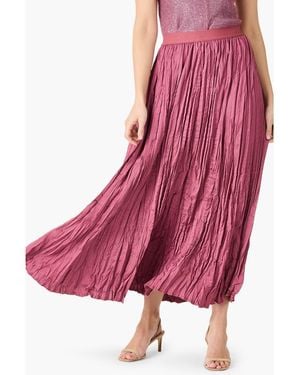 NIC+ZOE Crinkle Crush Plissé Midi Skirt - Pink