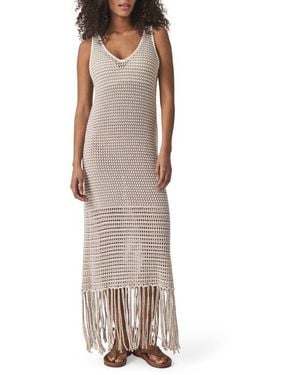 Splendid Kellan Open Stitch Fringe Sweater Dress - Natural
