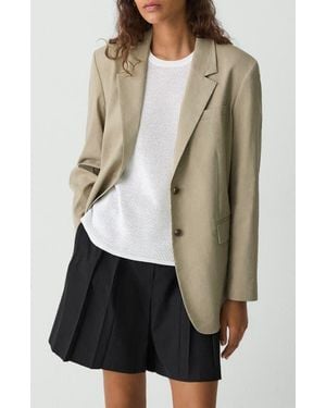 Theory Linen Blend Blazer - Gray