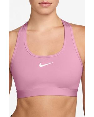 Nike Swoosh Medium Support Dri-Fit Unpadded Sports Bra - Pink