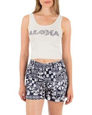 Hurley Graphic Scoop Neck Crop Tank - Blue