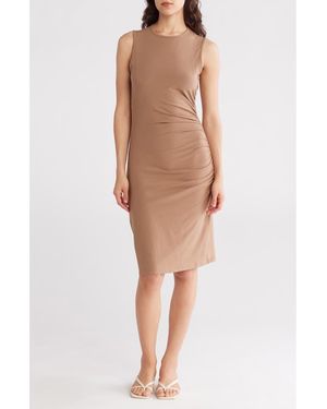 Theory Ruched Sheath Dress - Brown