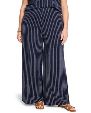 NIC+ZOE Destination Stripe Wide Leg Knit Pants - Blue