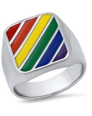 Steeltime Stripe Signet Ring - Blue