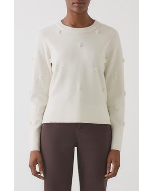 LK Bennett Buttercup Beaded Merino Wool & Cotton Sweater - White