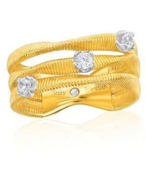 Suzy Levian Golden Helix Coil Three-Row Twisted Ring - Yellow