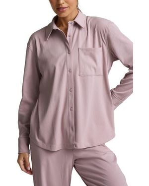Beyond Yoga Breathe Easy Corduroy Button-Up Shirt - Purple