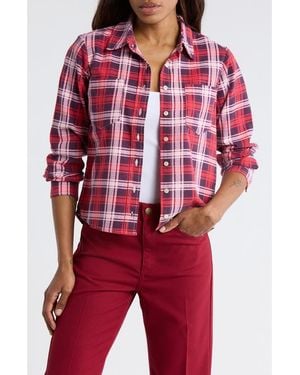 The Great The Scouting Plaid Button-Up Shirt - Red