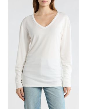 Go Couture V-Neck Dolman Sleeve Sweater - White
