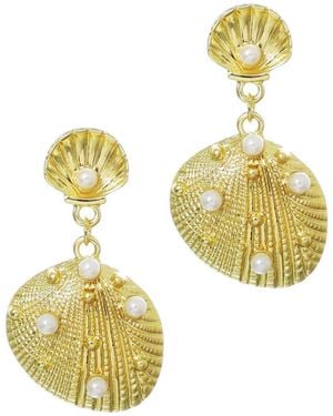 Adornia Shell Drop Earrings - Metallic