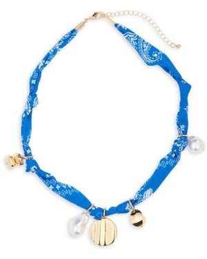 Leith Bandanna Charm Necklace - Blue