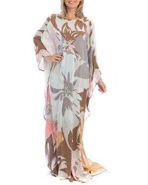 Saachi Floral Printed Rayon Kaftan - Gray