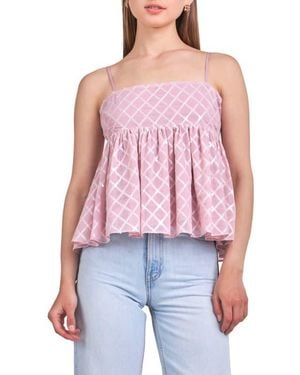 Endless Rose Sequin Embroidered Babydoll Top