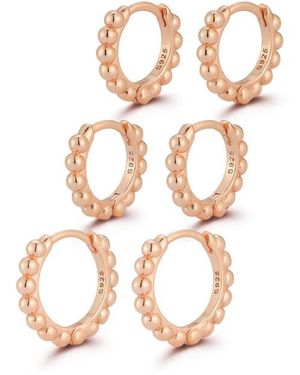 Glaze Jewelry Set Of 3 Beaded Hoop Earrings - White