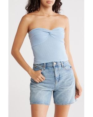 Madden Girl Twist Bust Pucker Rib Tube Top - Blue