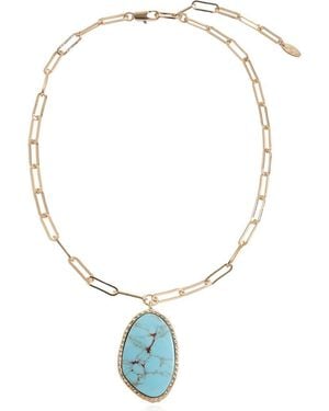 Ettika Oval Stone Pendant Necklace - Metallic
