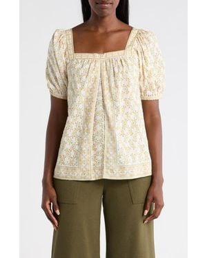 Max Studio Puff Sleeve Top - Natural