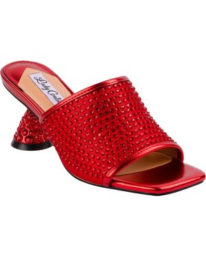 Lady Couture Rhinestone Slide Sandal - Red