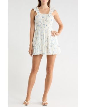 Abound Ruffle Strap Tiered Cotton Minidress - White