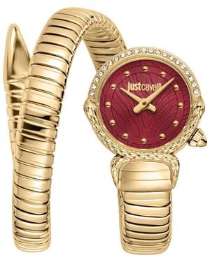 Just Cavalli Radiosa Snake Wraparound Bracelet Watch, 22Mm - Metallic