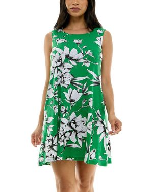 Nina Leonard Sleeveless Trapeze Dress - Green