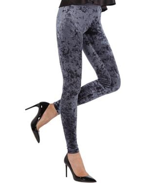 Memoi Crushed Velvet Leggings - Blue