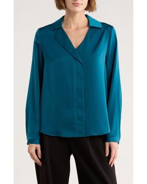 Gemma  Jane Johnny Collar Long Sleeve Top - Blue