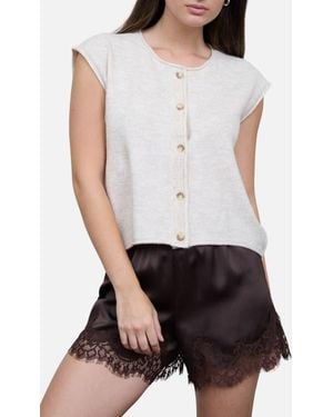 Blu Pepper Button Down Sleeveless Sweater - White