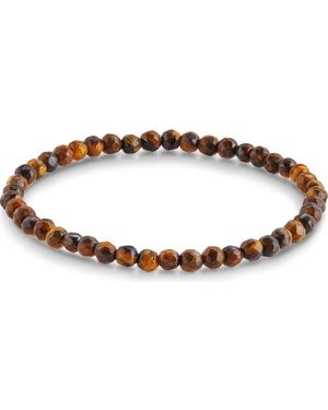 Sterling Forever Tiger's Eye Beaded Stretch Bracelet - Brown