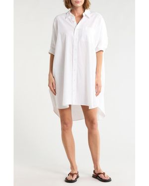 Denimist Oversize Cotton & Linen Shirtdress - White