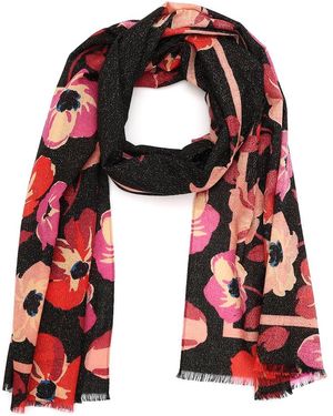 Kate Spade Fall Poppies Wool Blend Oblong Scarf - Red