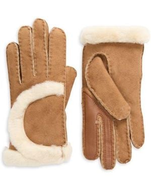 UGG Genuine Shearling Exposed Curve Seam Gloves - Natural