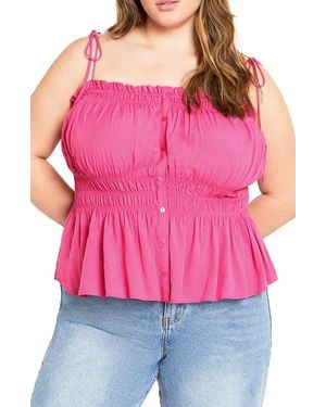 City Chic Lyla Tie Strap Peplum Tank - Pink