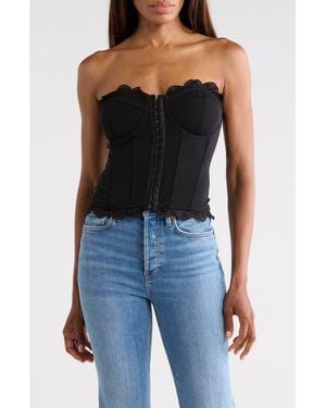 GOOD AMERICAN Matte Jersey Lace Trim Bustier - Black