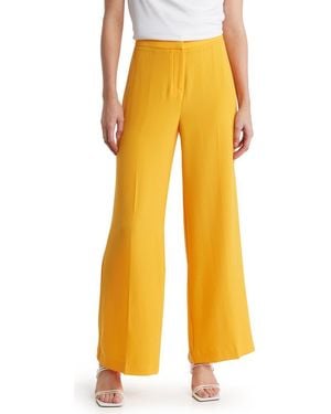Nanette Lepore Wide Leg Crepe Ankle Pants - Yellow